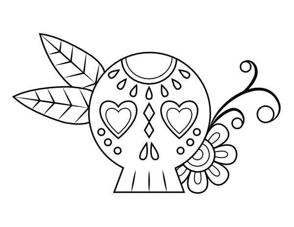 Printable floral sugar skull coloring page