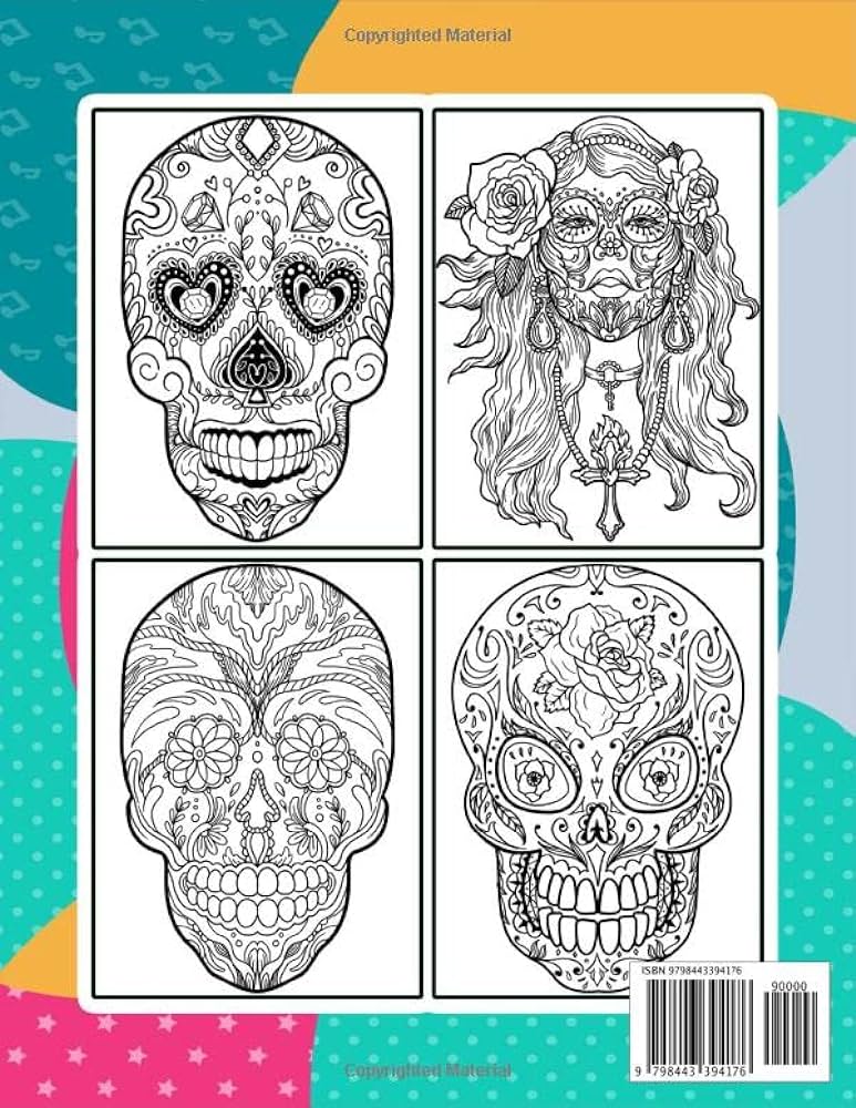 Sugar skull coloring book for adults teens a dãa de los muertos day of the dead coloring book with easy and relaxing designs over pages large size x