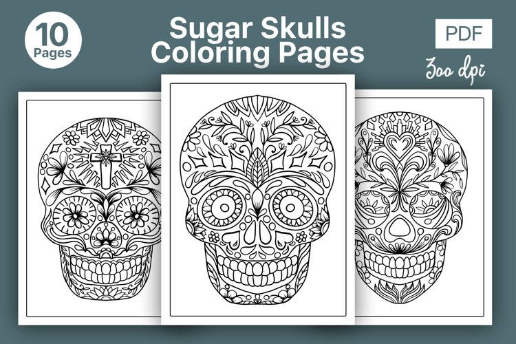 Sugar skulls coloring pages kdp interior