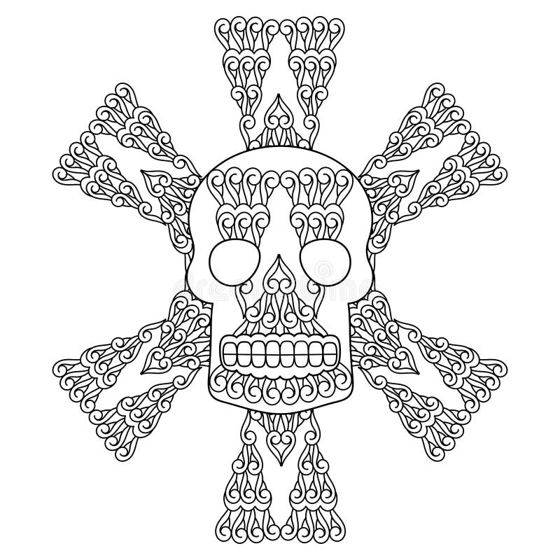 Coloring book for adult sugar skull for halloween or day of the dead stock vector