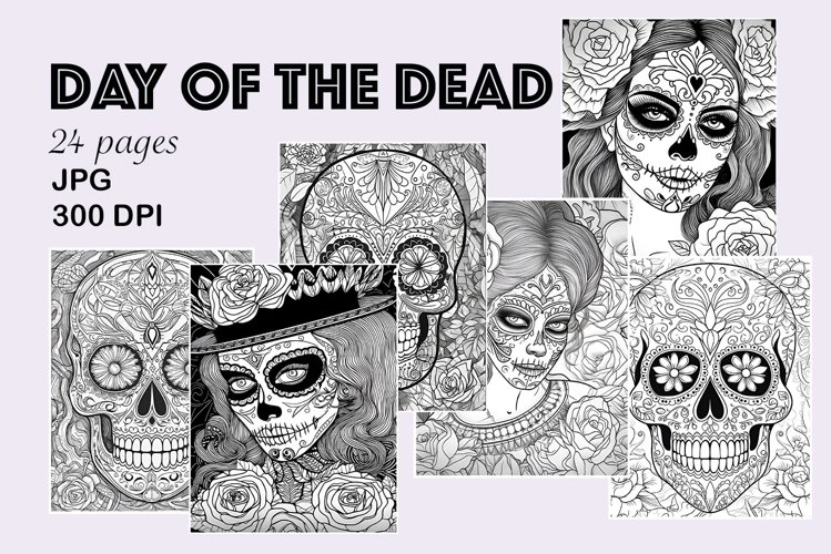 Coloring page for adults sugarskull