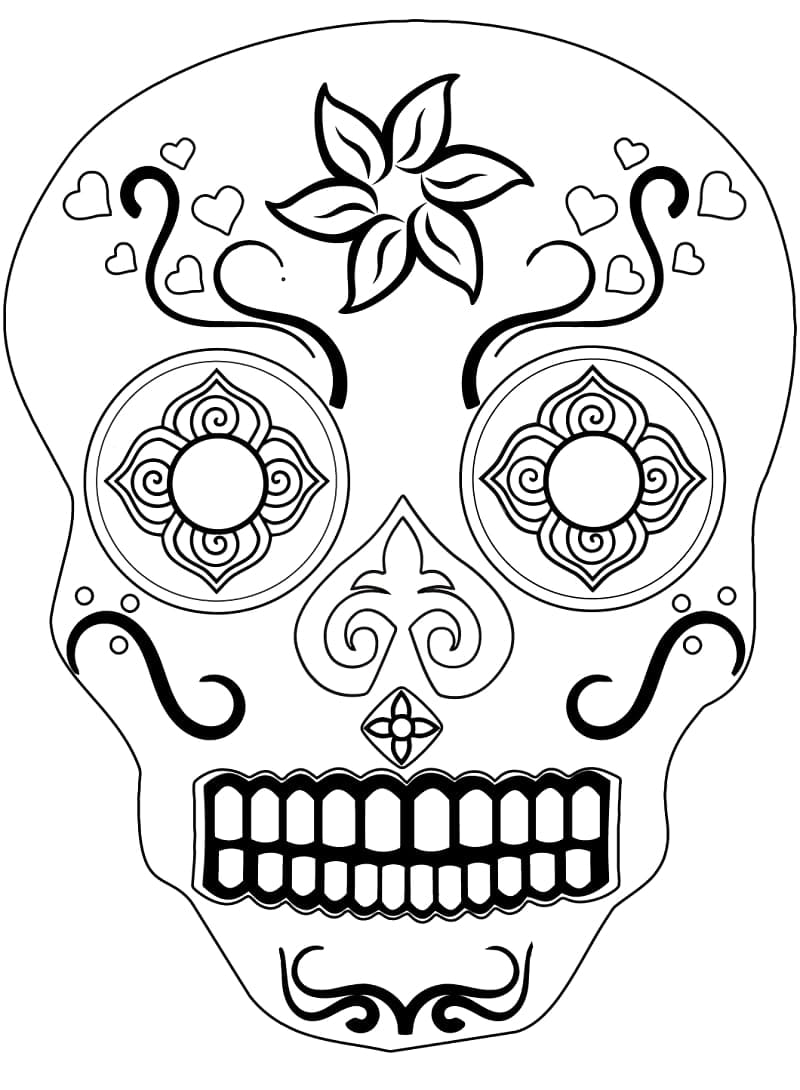 Simple sugar skull coloring page
