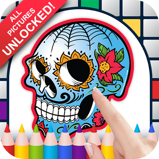 Day of the dead skulls color by number