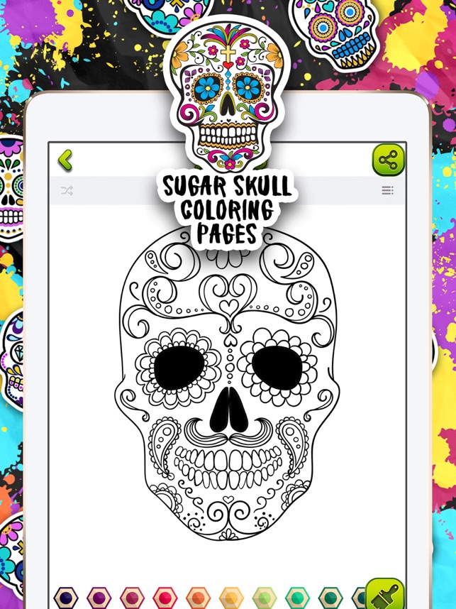 Sugar skull coloring pages on the app store