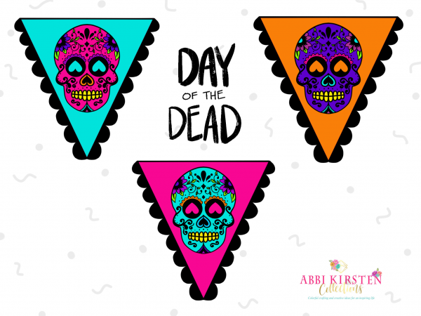 Day of the dead sugar skulls free printable banner abbi kirsten collections