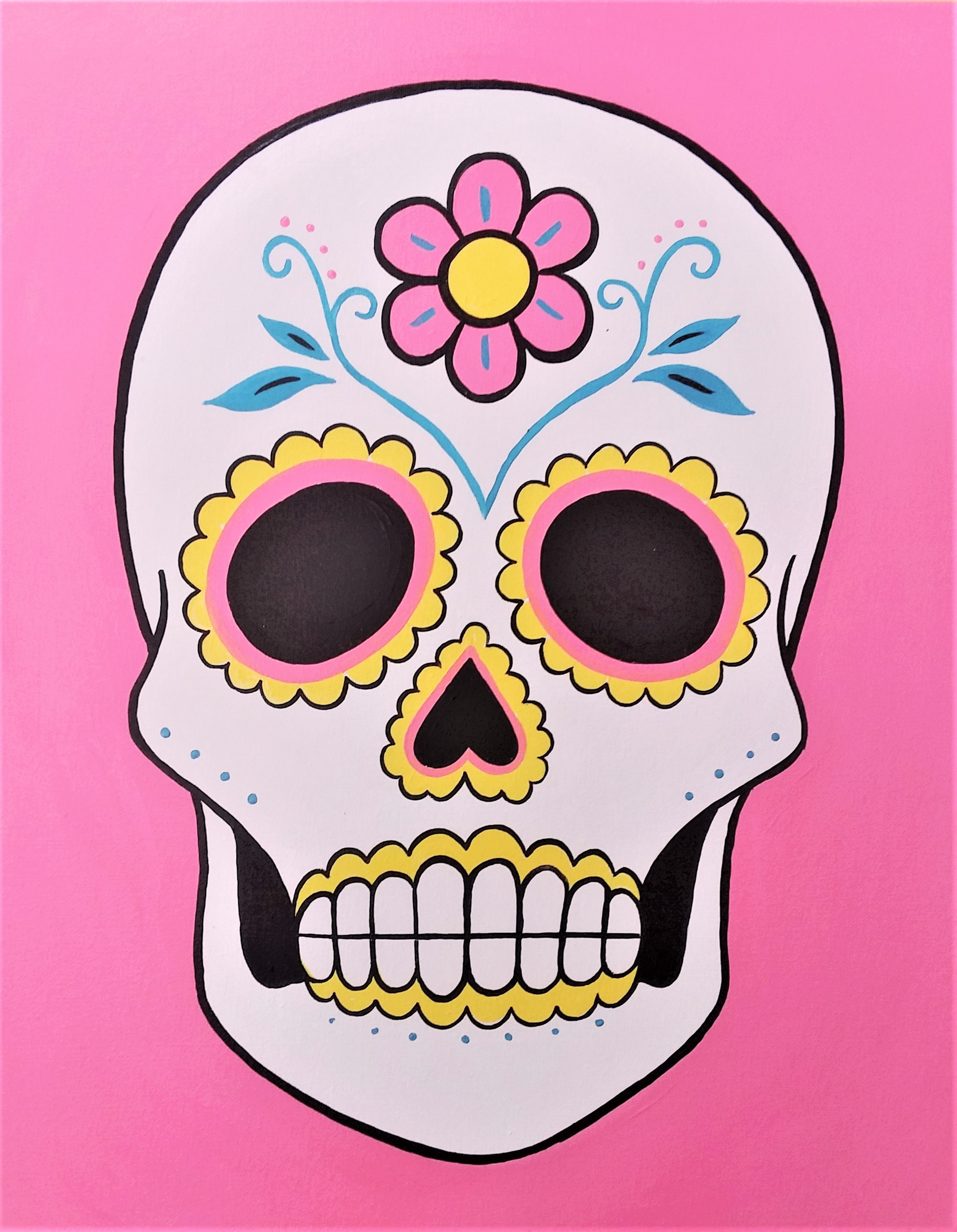 Sugar skull canvas sign painting