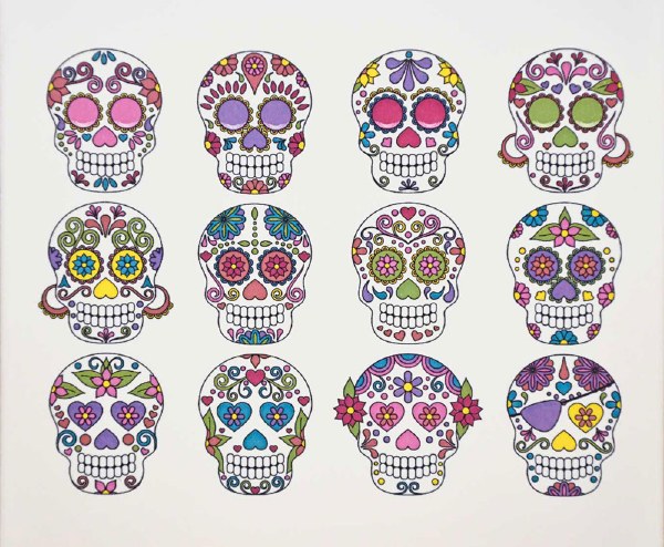 Colorful sugar skulls