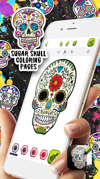 Sugar skull coloring pages by branislav ristivojevic