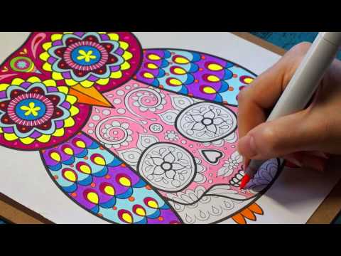 Coloring an owl sugar skull with thaneeya