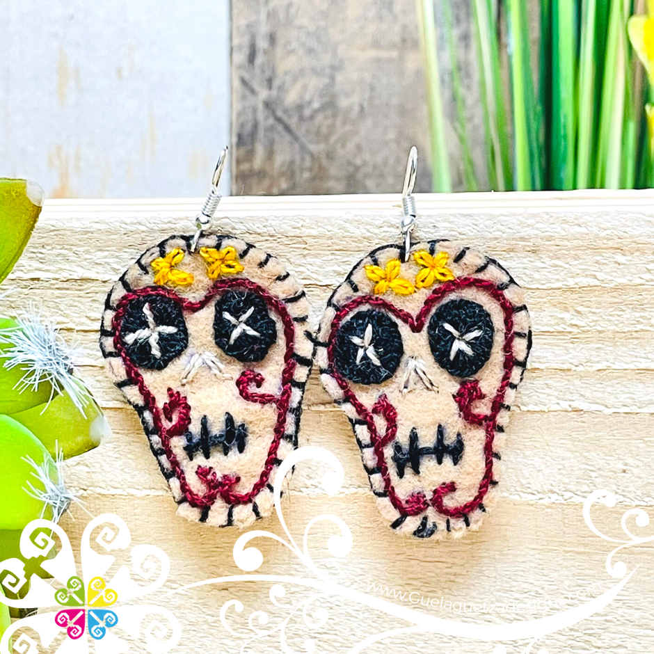 Sugar skull felt earrings â guelaguetza designs