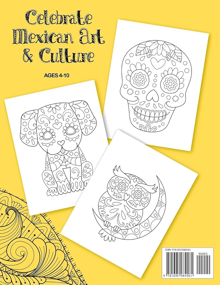 Sugar skulls coloring book for kids beautiful owl cat dog monkey and human sugar skull images books frijolitos coloring books