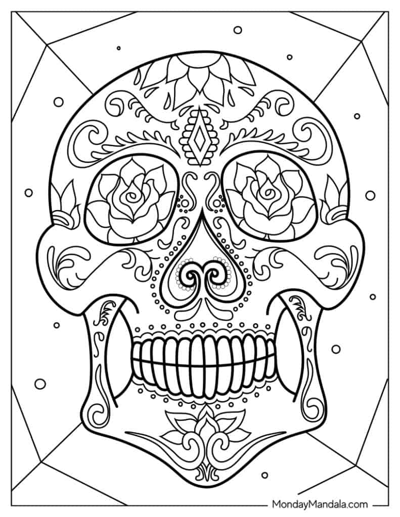 Sugar skulls coloring pages free pdf printables