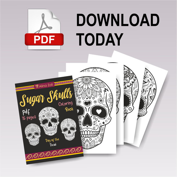 Printable dia de los muertos coloring pages pdf sugar skull