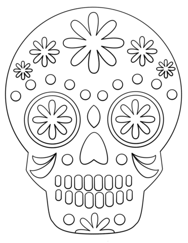 Simple sugar skull coloring page free printable coloring pages