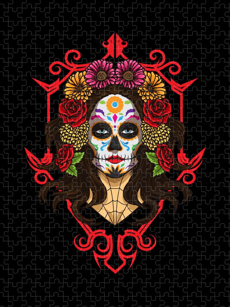 Santa muerte la calavera catrina sugar skull jigsaw puzzle by mister tee