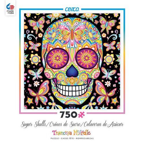 Mariposa sugar skull jigsaw puzzle by thaneeya mcardle colorful skull art skull art sugar skull art