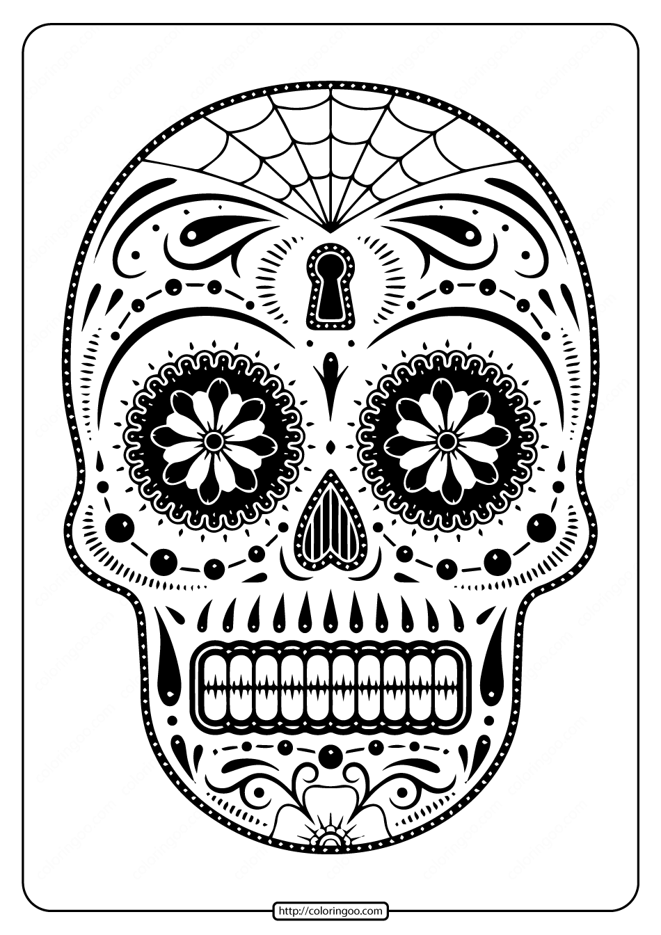 Printables sugar skull coloring pages