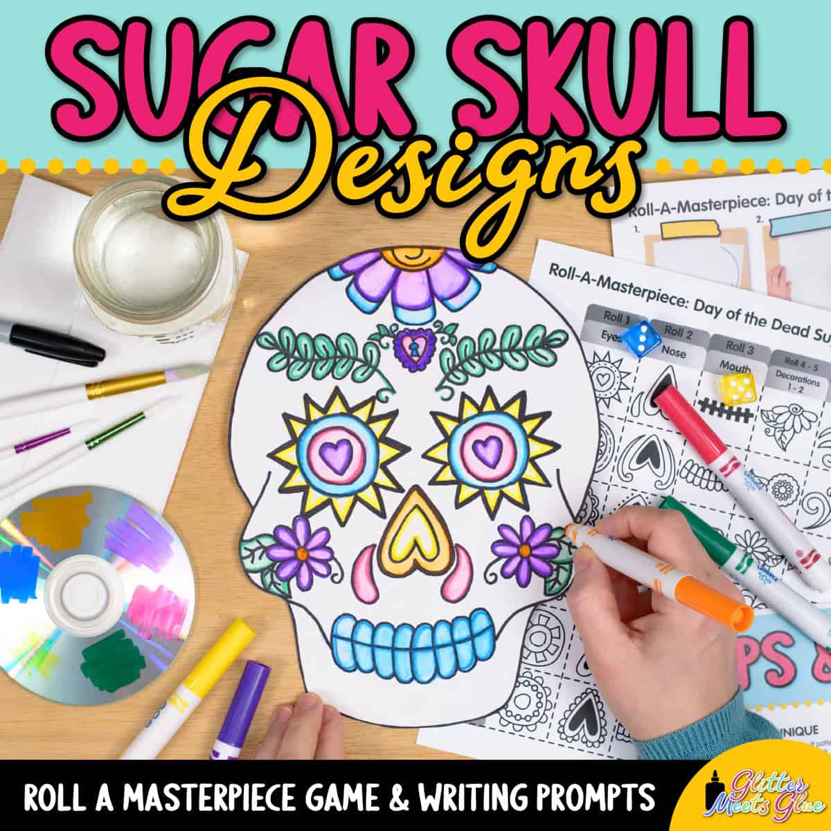 Day of the dead art game â roll a sugar skull project sub plan