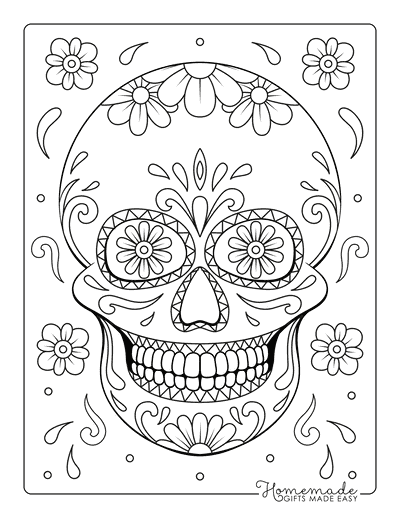 Sugar skull coloring pages for day of the dead