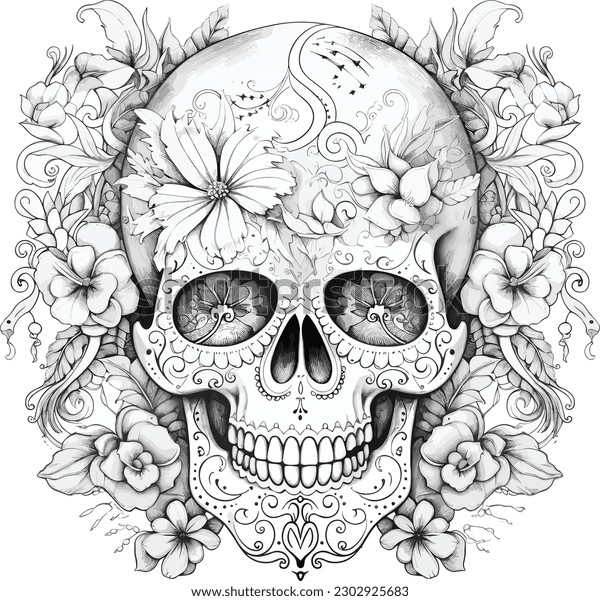 Thousand coloring pages skull royalty