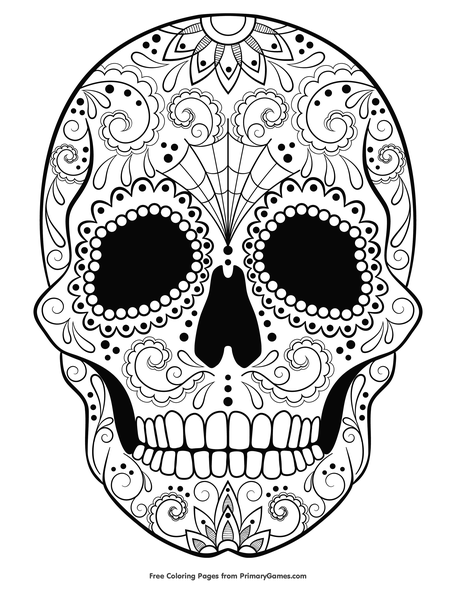 Sugar skull coloring page â free printable pdf from