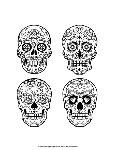 Collection of sugar skulls coloring page â free printable pdf from