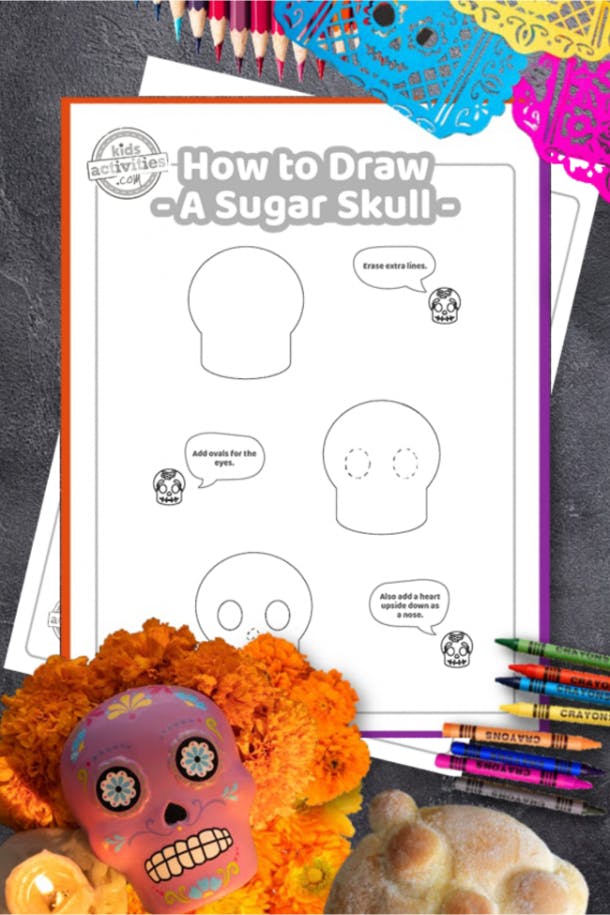 How to draw a sugar skull easy tutorial for kids â kids activities blog