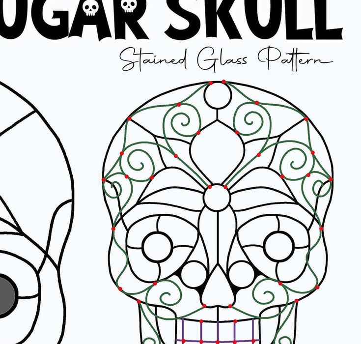 Sugar skulls stained glass patterns