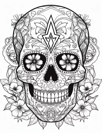 Sugar mexican skull free coloring page for adults