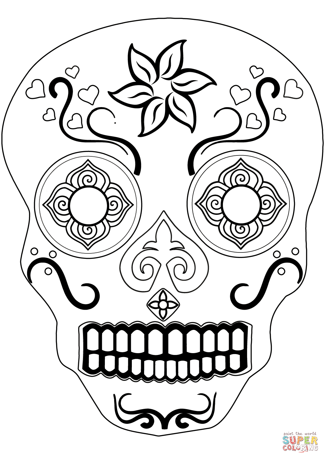 Sugar skull coloring page free printable coloring pages