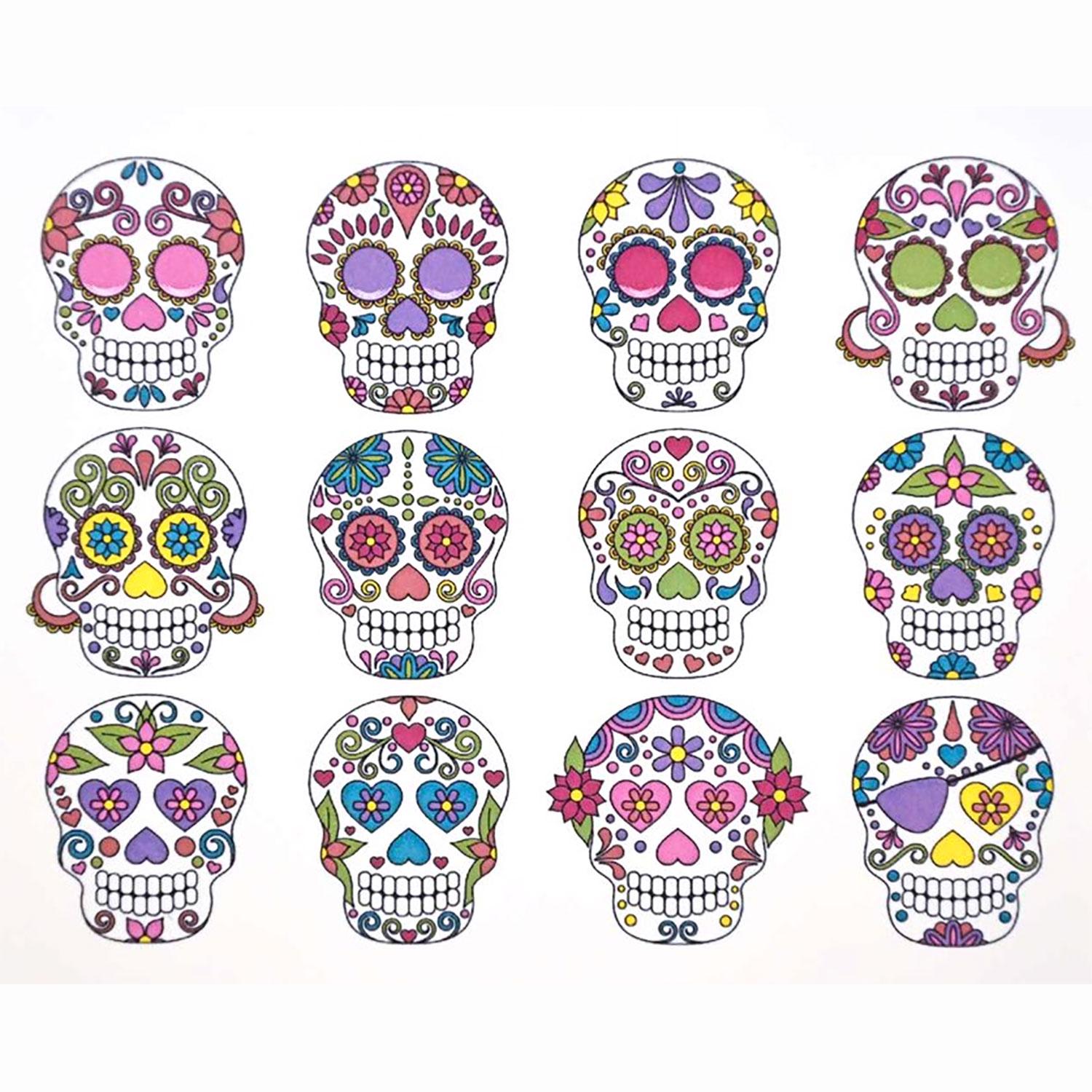 Sugar skull color enamel decals delphi glass