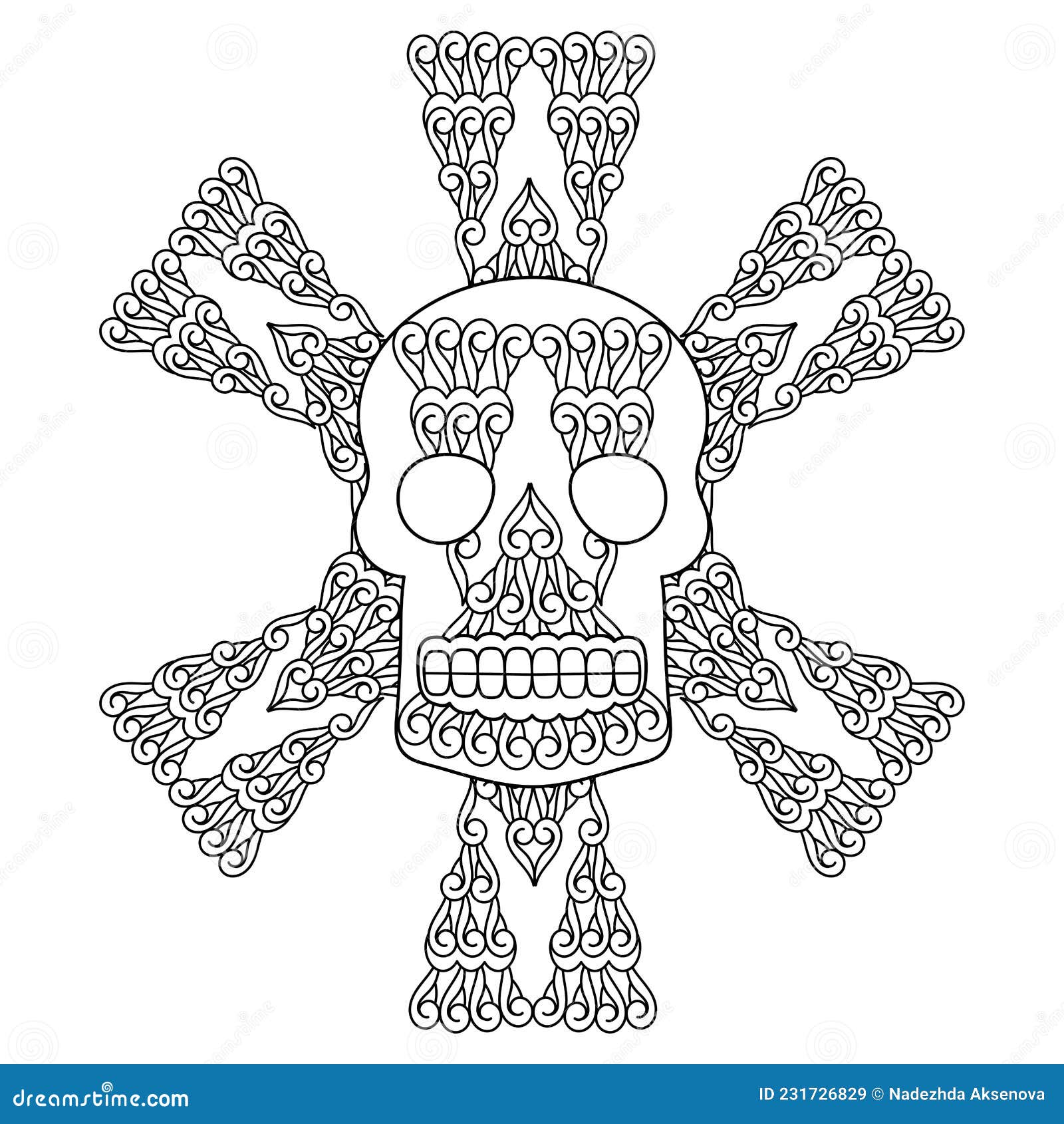 Coloring book for adult sugar skull for halloween or day of the dead stock vector