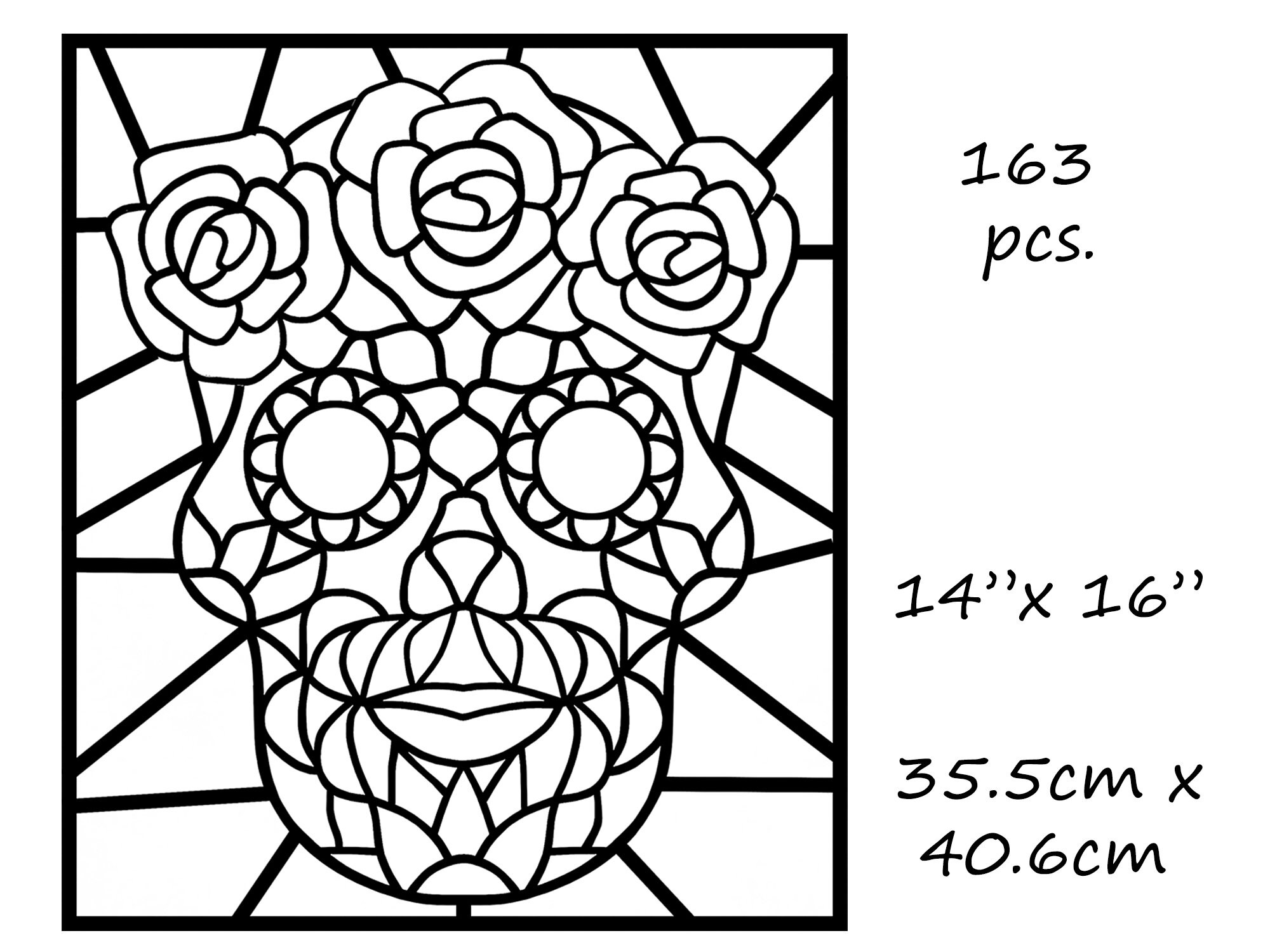 Sugar skull stained glass pattern for post