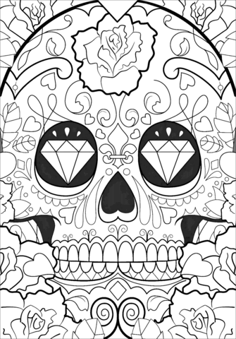 Day of the dead pattern coloring page free printable coloring pages