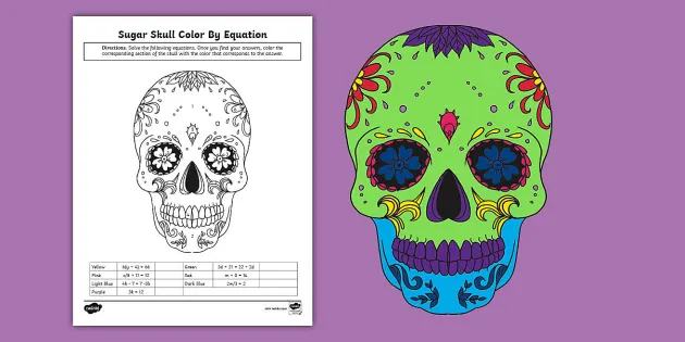 Sixth grade sugar skull lor by equation math activity