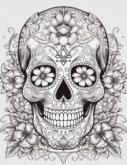 Sugar mexican skull free coloring page for adults