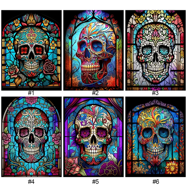 Stained glass skull