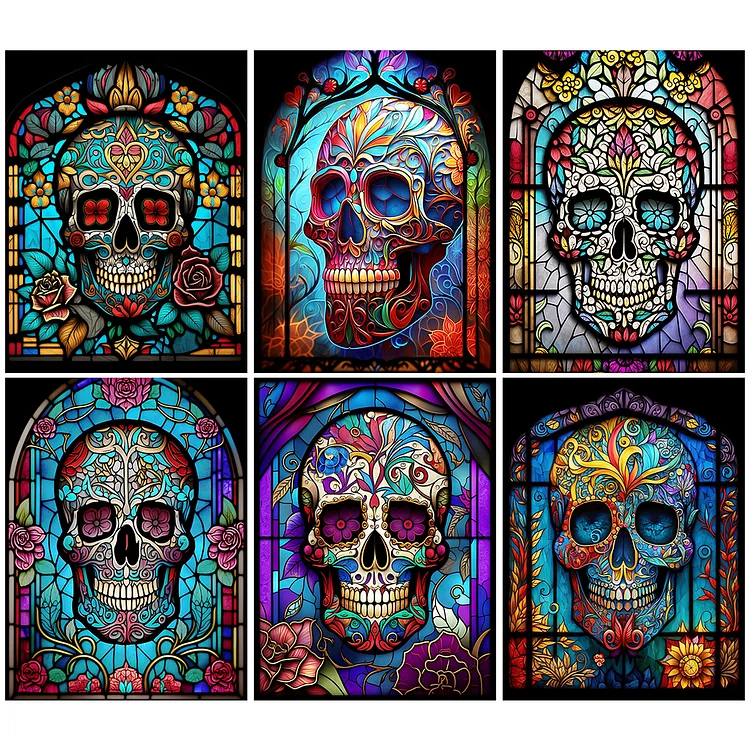 Stained glass skull