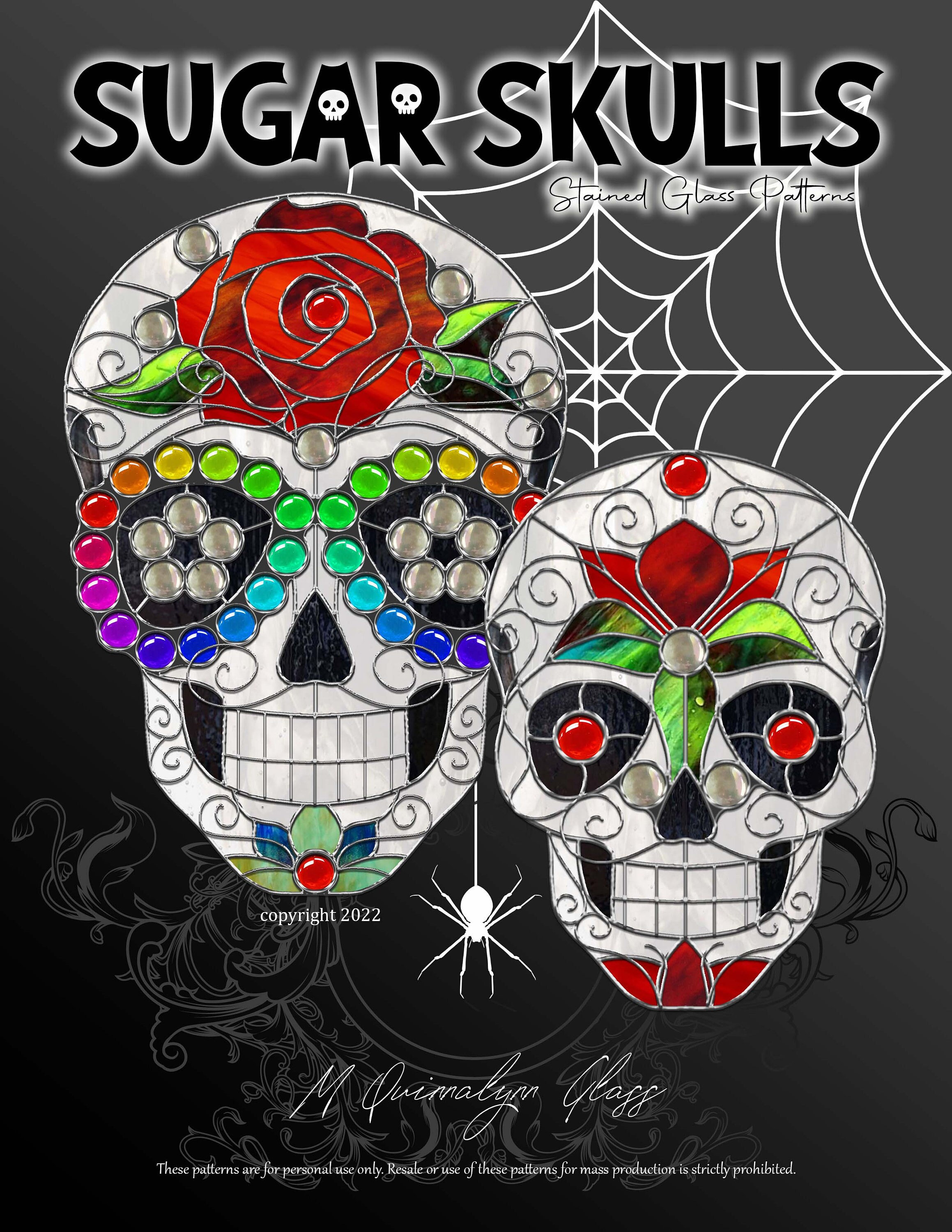 Sugar skulls stained glass patterns