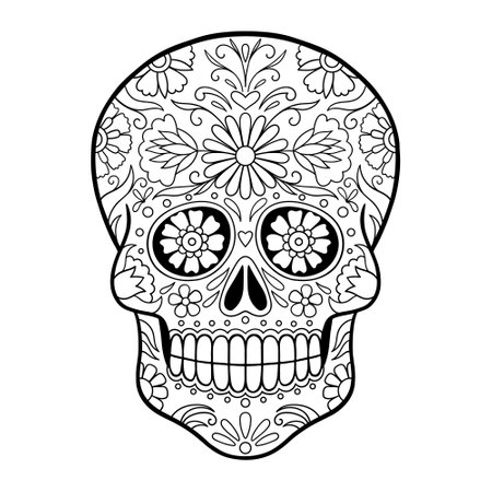 Sugar skulls coloring cliparts stock vector and royalty free sugar skulls coloring illustrations