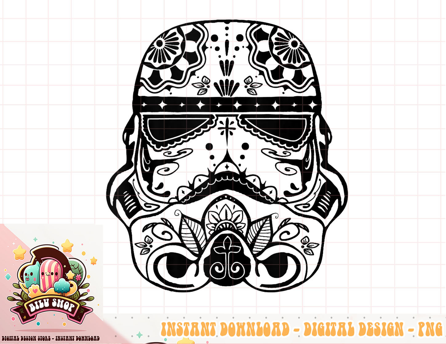 Star wars sugar skull stormtrooper helmet portrait png