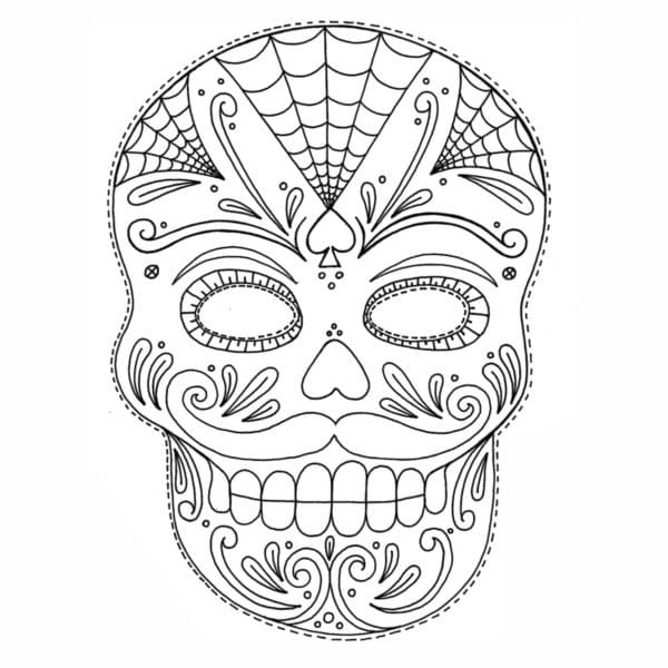 Calavera sugar skull coloring page