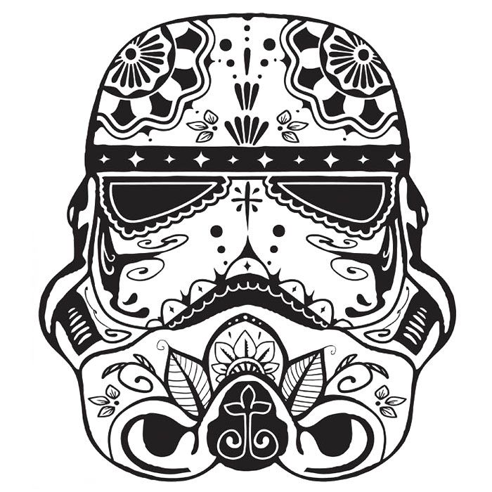 Sugar skull trooper fitted ladies tee star wars tattoo skull coloring pages star wars