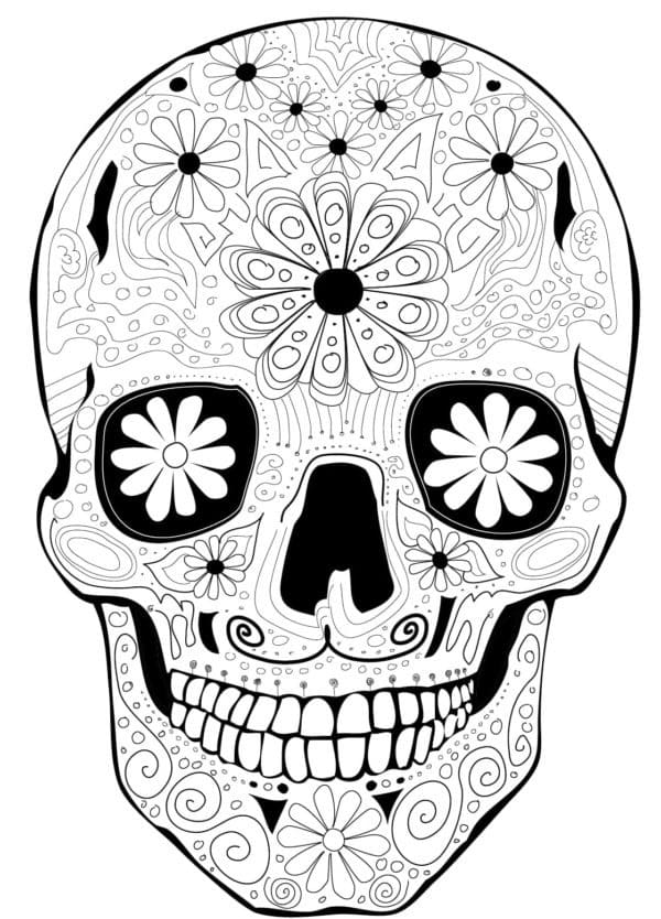 Calavera sugar skull coloring page