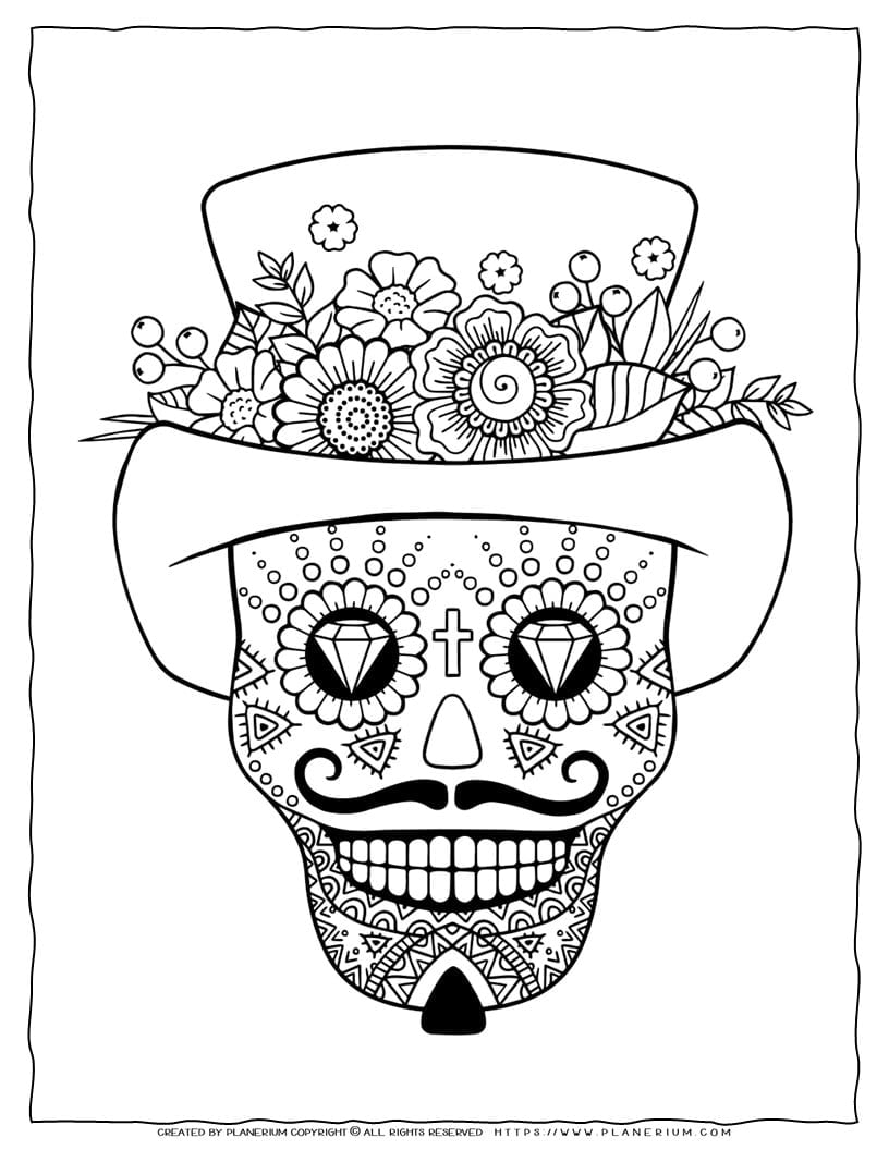 Sugar skull man coloring page
