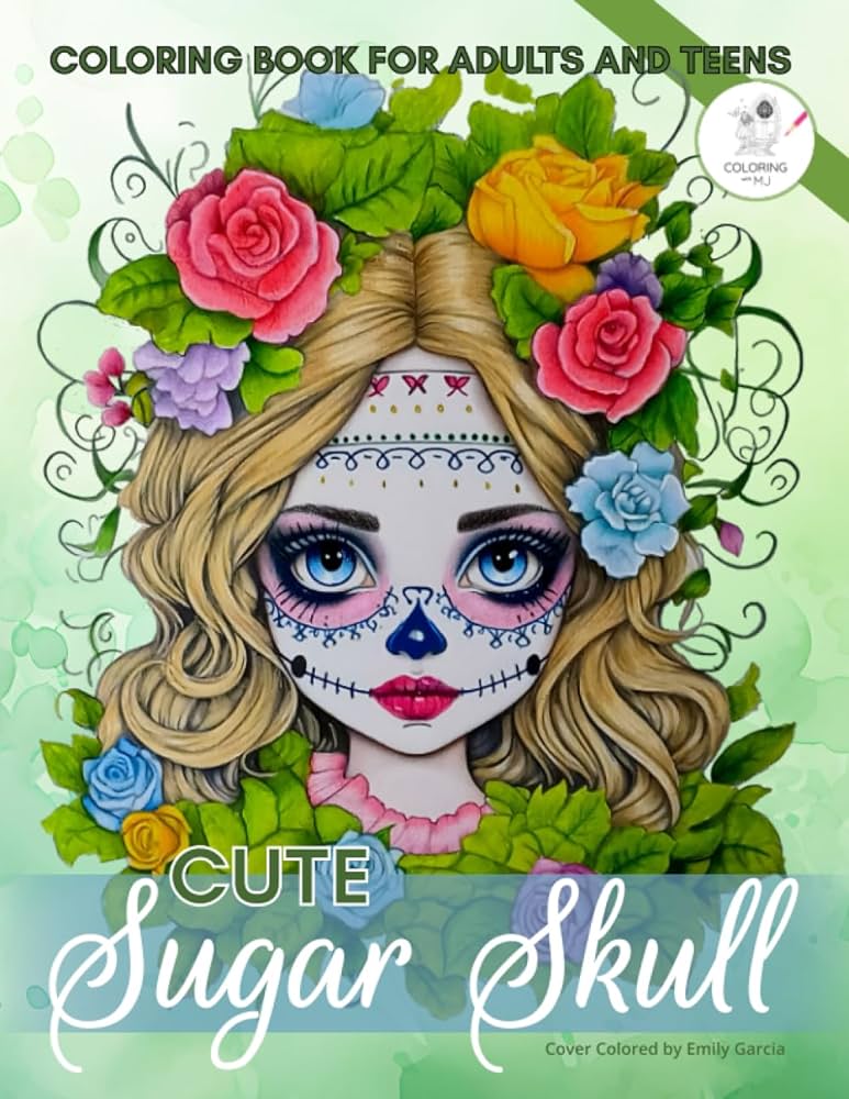 Cute sugar skull coloring book for adults and teens calming pages of mexican flower girl catrina designs for colouring with enchanted day of the dead masks to color for mindfulness