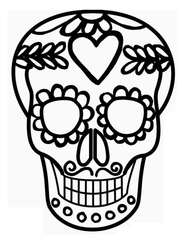 Sugar skull with top hat coloring page