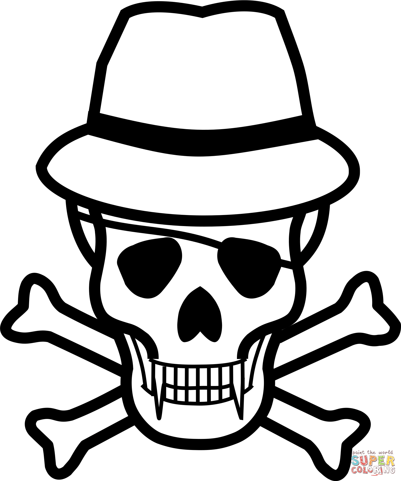 Skull and hat coloring page free printable coloring pages