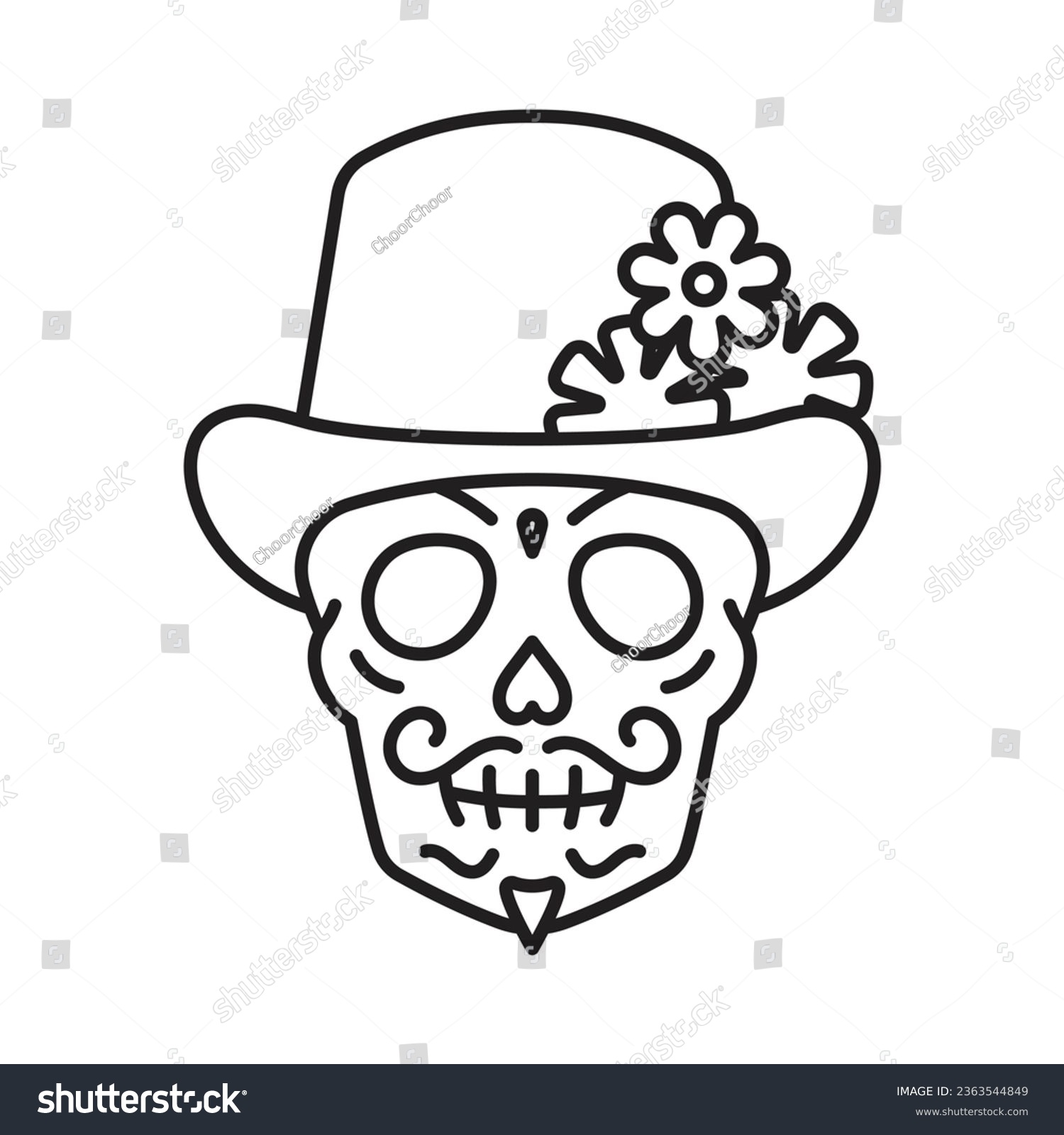 Mexican sugar skull icon elegant skull stock vector royalty free