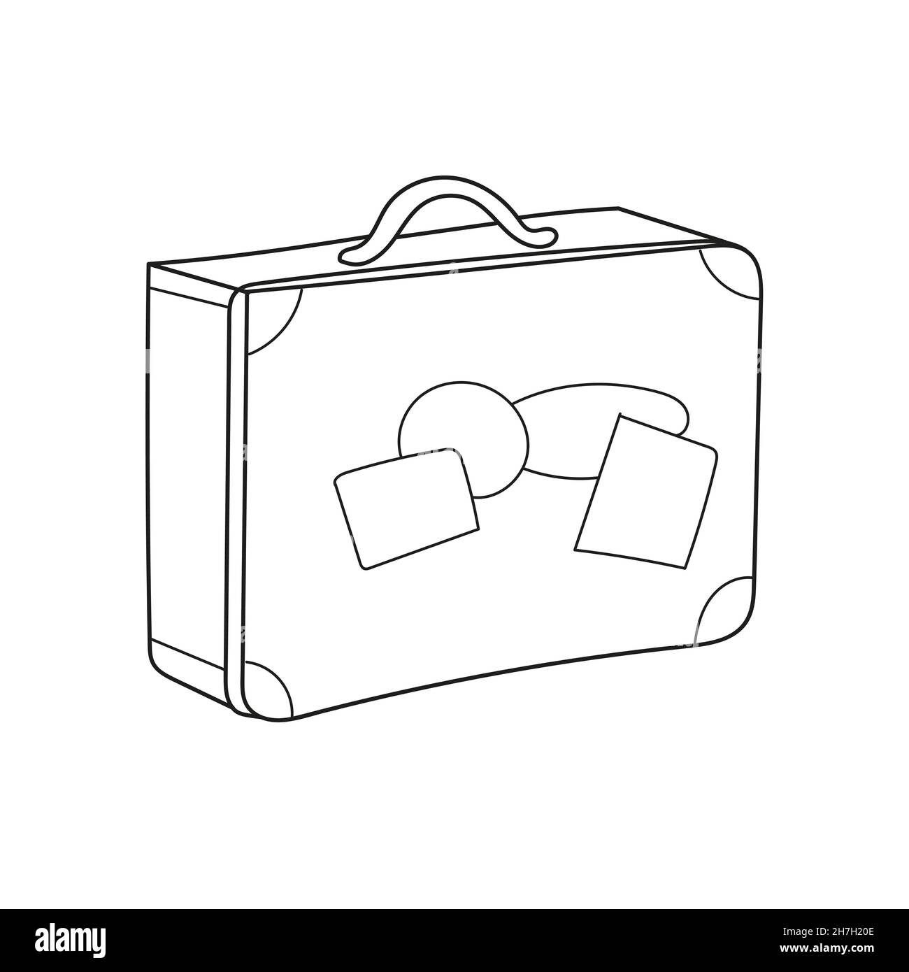 Simple coloring page coloring book for children suitcase with stickers on white stock vector image art